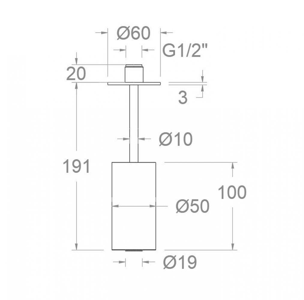 Тропический душ потолочный цилиндр HYDROTHERAPY BV10RT100CUC медный