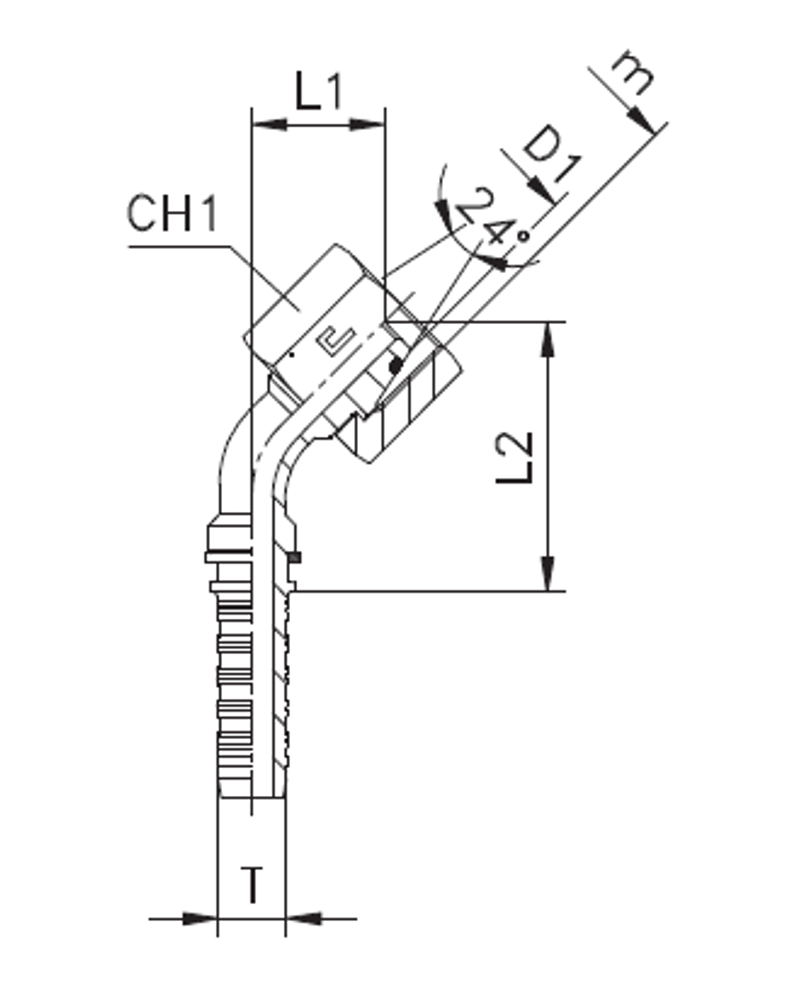 Фитинг DN 10 DKO-S (Г) 22x1.5 14 (45) CAST