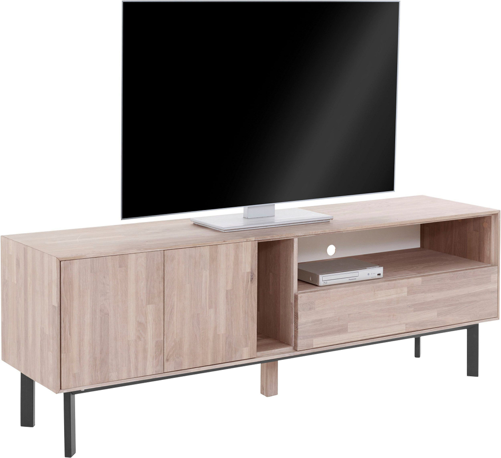 Дизайнерская тумба под телевизор 158 см Виби из массива дуба на металлических ножках, в стиле лофт