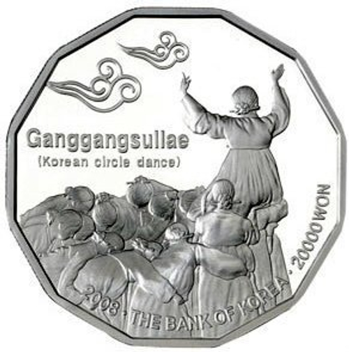 20000 вон Круговой танец девушек. Южная Корея. 2008 год. PROOF