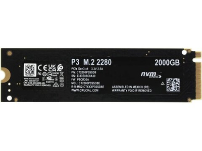 SSD накопитель Crucial P3 2ТБ, M.2 2280, PCIe 3.0 x4, NVMe [CT2000P3SSD8]