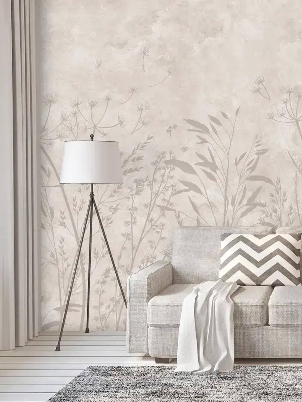 Флизелиновые фотообои 3D на стену 400х270 Сухоцветы бетон