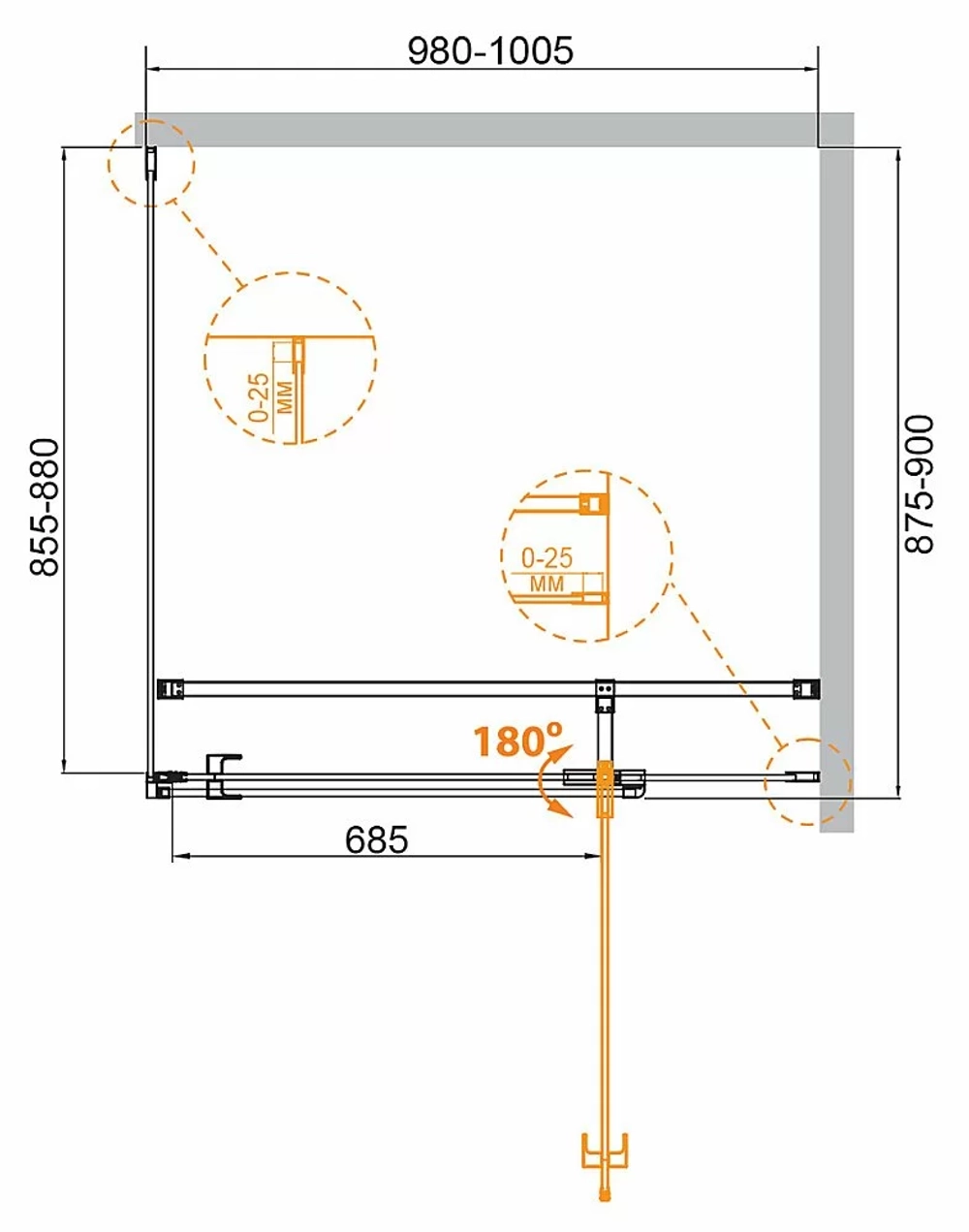 Душевой уголок Cezares Valvola 100x90 VALVOLA-AH-1-100/90-C-Cr стекло прозрачное/профиль хром