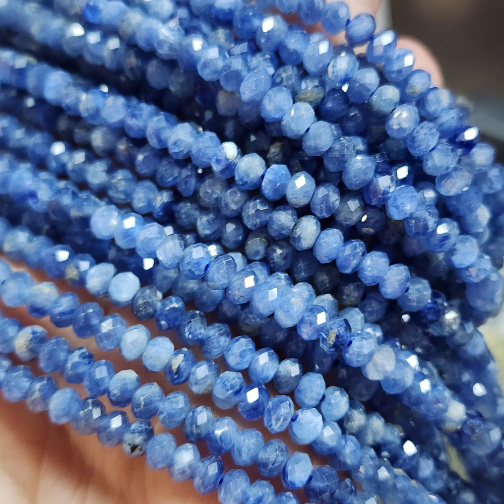Кианит природный, бусины рондель 4.7×3.2мм, ювелирная грань
