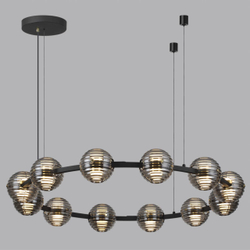 5041/120L L-VISION ODL24 533 черн./золото/дымчатый/металл/стеко Люстра LED 120W 4000К 9364Лм TRONI