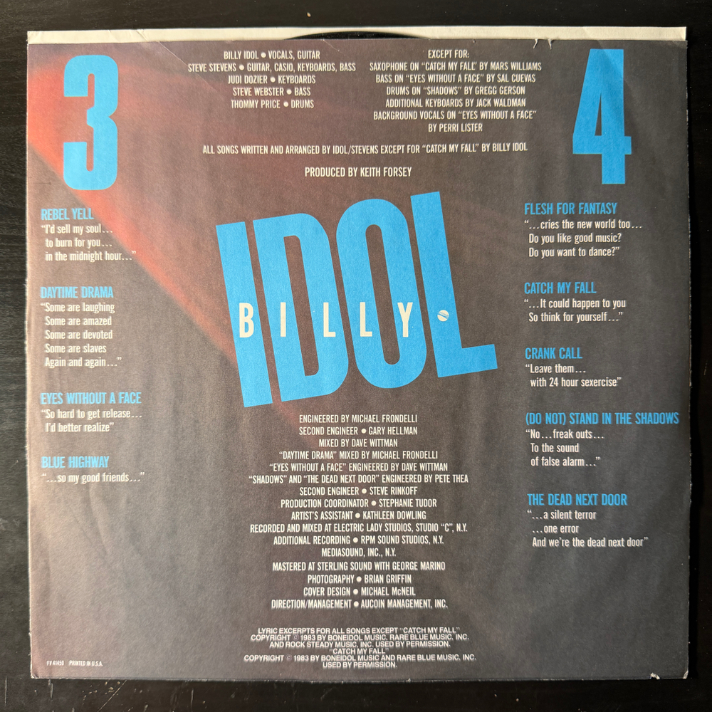 Billy Idol ‎– Rebel Yell (США 1983г.) Club Т