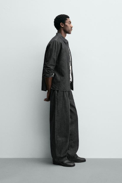 ZARA ДЖИНСЫ ЧИНОС BARREL FIT, СЕРЫЙ