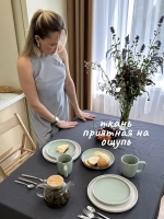 Скатерть тканевая льняная 150х180 см графит
