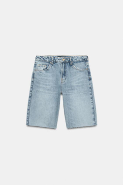 ZARA ДЖИНСОВЫЕ ШОРТЫ Z1975 СО СРЕДНЕЙ ПОСАДКОЙ, ВЫЦВЕТШИЙ СИНИЙ
