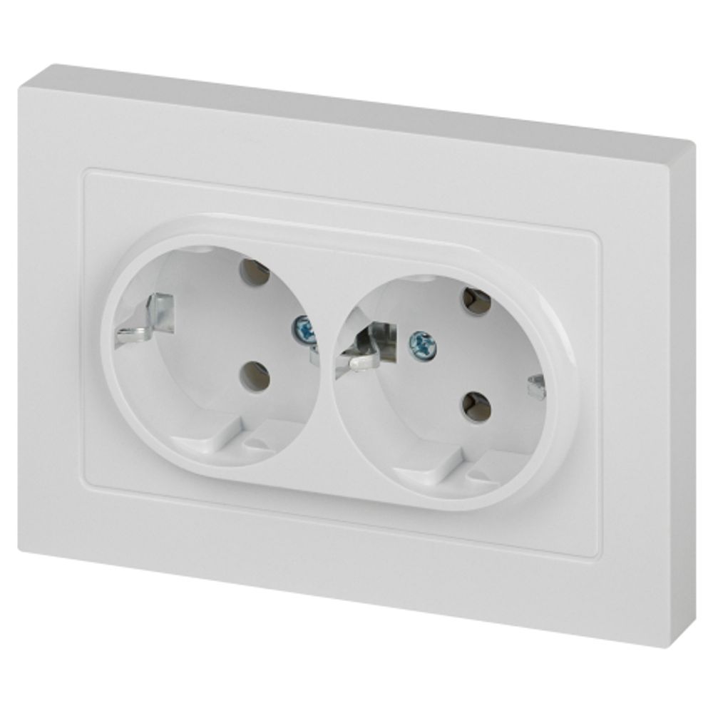 Розетка Intro Accent 6-205-01 2X2P+E Schuko, 16А-250В, IP20, СУ, AL/CU, белый | Intro
