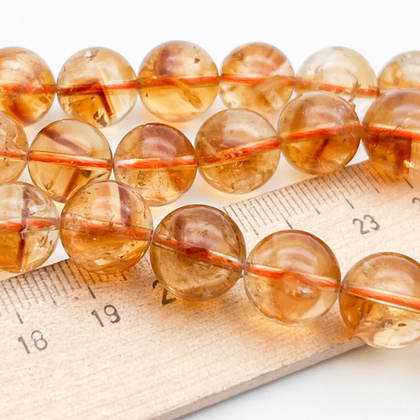 "Цитрин" бусины (кварц), диаметр около 11,8-12,1 мм, цена за набор 4 шт (1/8 нити)