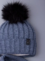 Шапка детская зимняя вязаная с помпоном и снуд
