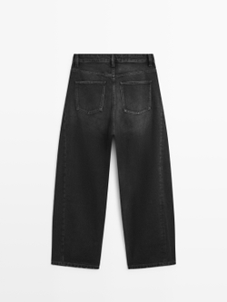 Massimo Dutti Джинсы Balloon Fit со средней посадкой, черный