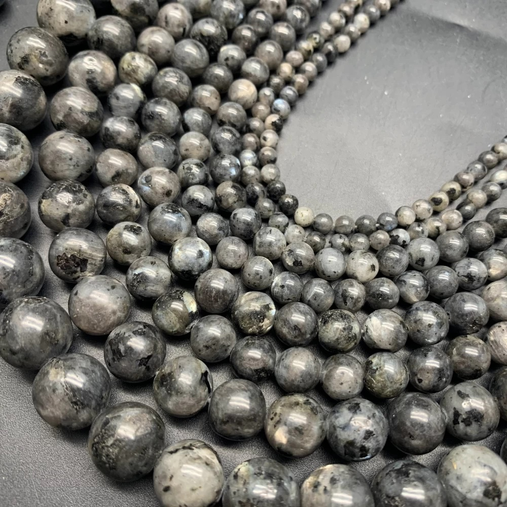 5838-8 Ларвикит шар гладкий 8мм, нить 38см