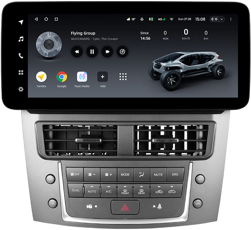 Магнитола для Lexus IS250 XE20 2005-2013 (ШГУ монохром) - Teyes LUX ONE ROUND монитор 12.3" 2K QLED на Android 10, CarPlay, 4G SIM-слот