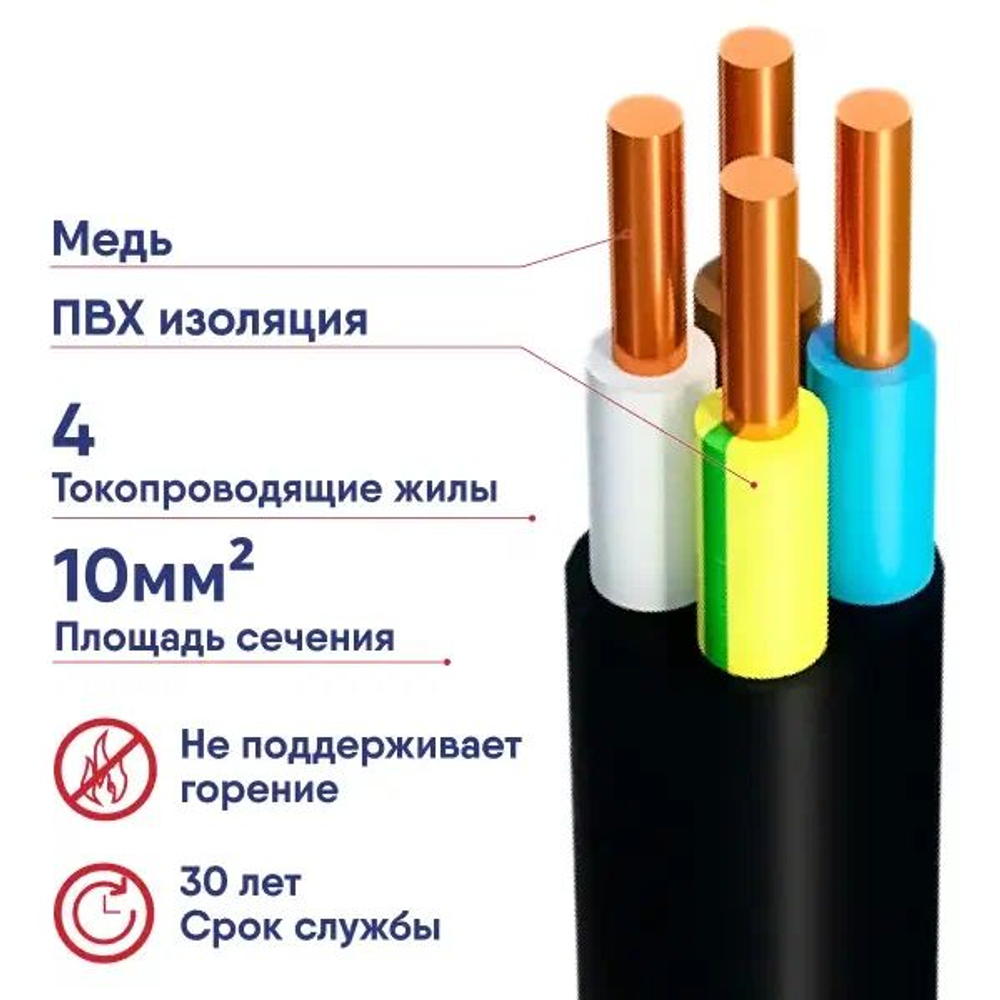Кабель ВВГнг(А)-LS 4х10 ГОСТ 10м
