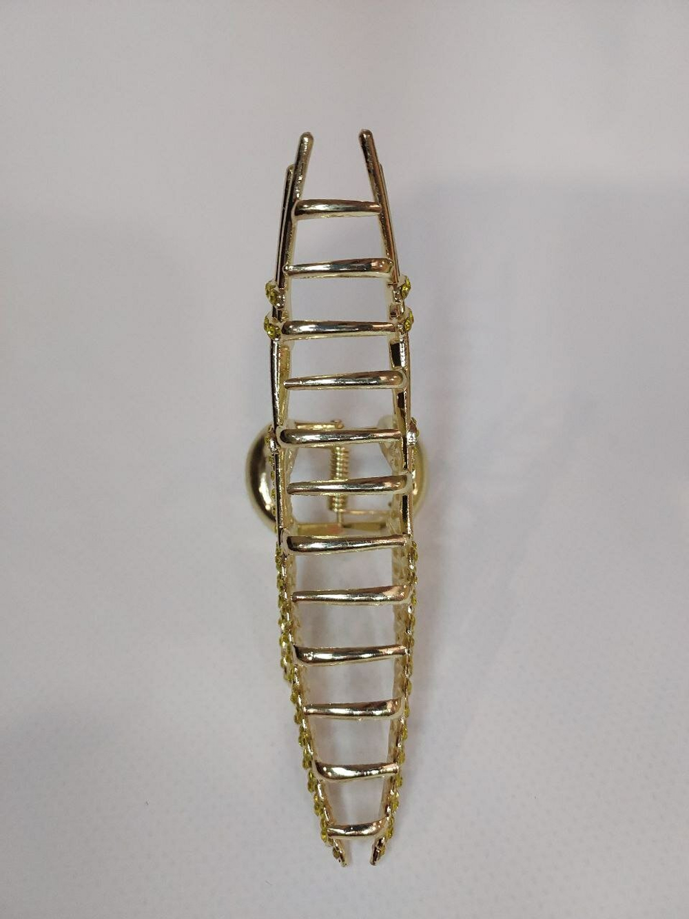 Заколка-краб для волос Колос Цвет золото с желтыми камнями.