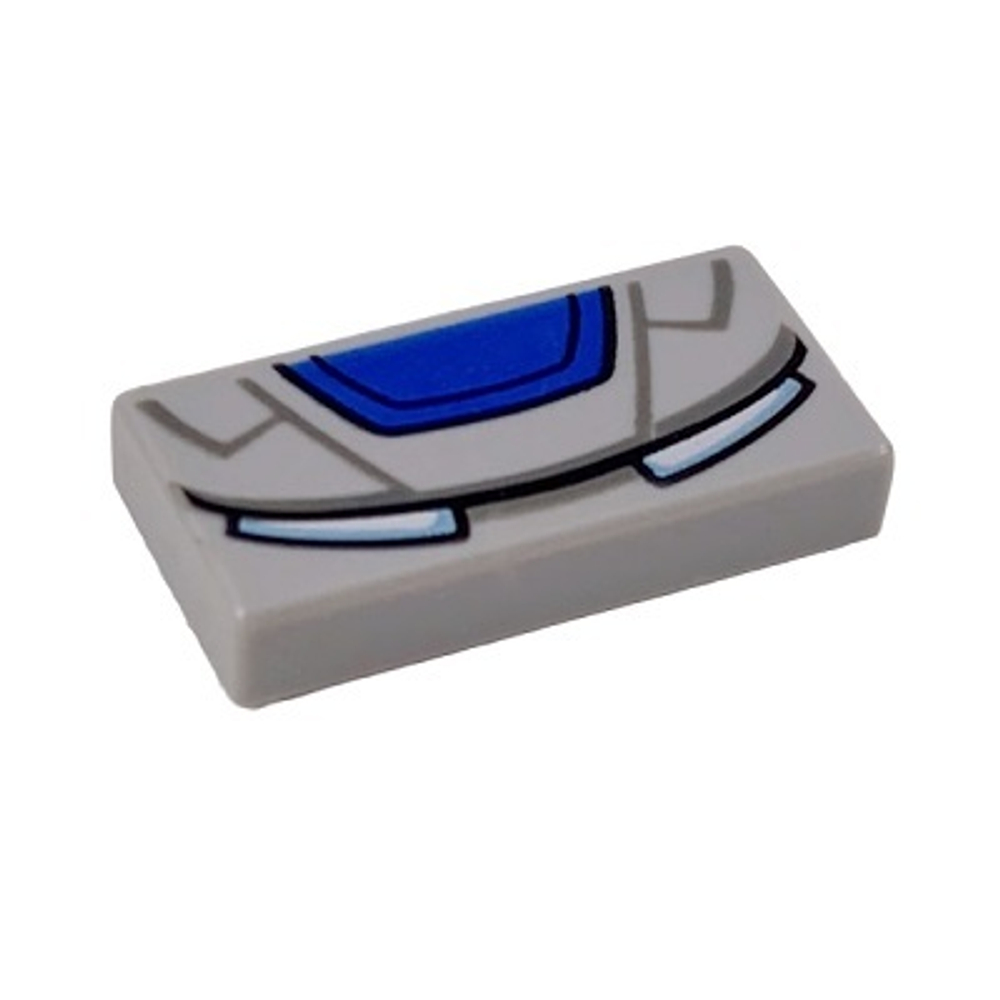 Плитка 1 x 2 с синей трапецией и узором в виде светло-голубых глаз 3069pb0707