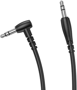 Кабель AUX, Jack 3,5mm(m) - Jack 3,5mm(m) Borofone BL10, 2м, круглый, боковой. черный