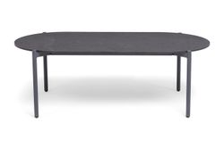 "Канны" лаунж-зона 4-местная (разборная) из роупа со столиком "Диего" цвета "серый гранит", роуп темно-серый круглый, ткань темно-серая