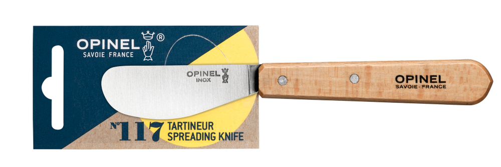 Нож для масла Opinel №117, деревянная рукоять, блистер, нержавеющая сталь, 001933