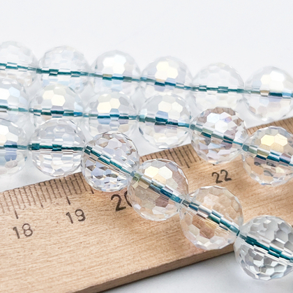 Бусина Шар с огранкой, стекло, цвет прозрачный AB, размер 11,5 мм, цена за набор 7 бусин