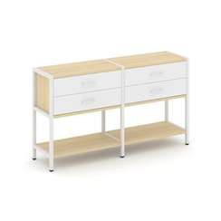 Shelf System Двухсекционный стеллаж двухярусный с ящиками SN.STM-222 Акация Лорка/Белый/Металл Белый