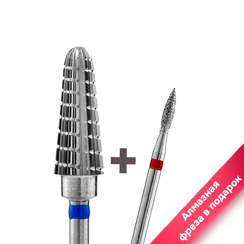 Твердосплавная фреза Тайфун Ирма Конус закругленный, синяя, 6мм