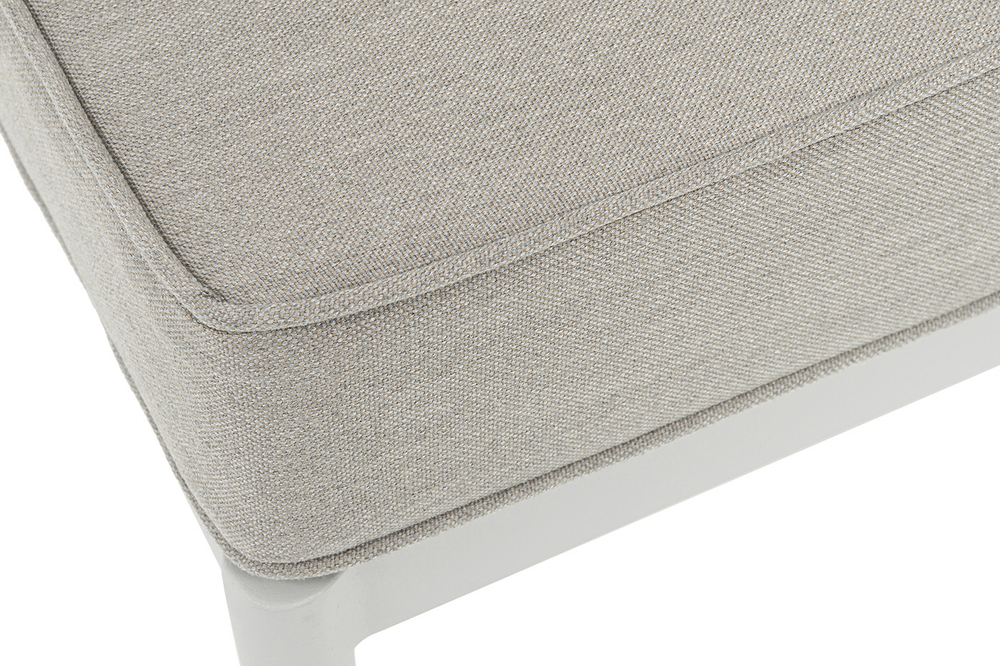 "Касабланка" угловой модуль плетеный из роупа, каркас алюминий светло-серый (RAL7035) муар, роуп серо-коричневый 23мм, ткань бежевая 15052