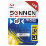 батарейка SONNEN Alkaline 27А (MN27) алкалиновая для сигнализаций 1 шт. в блистере (20 штук в упаковке)