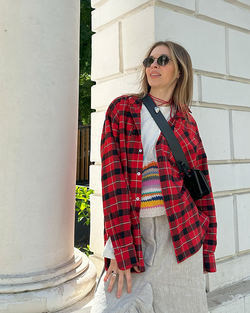 Красная рубашка в клетку с кашемиром