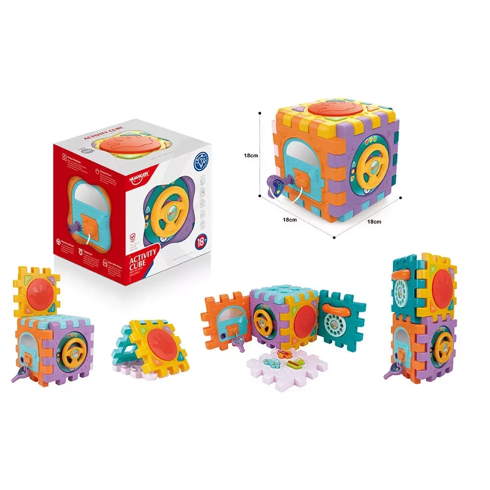 HUANGER Игрушка развивающая Куб-сортер Activity (свет,звук) 18*18*18 см