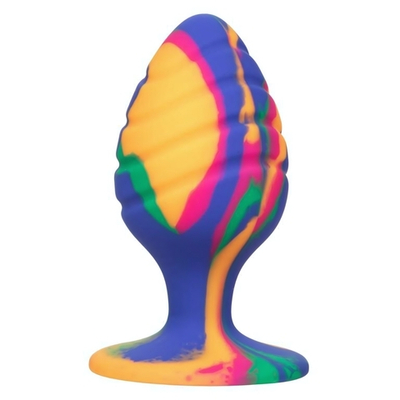 Яркая анальная пробка Cheeky Large Swirl Tie-Dye Plug - 9 см. (Цвет: разноцветный)