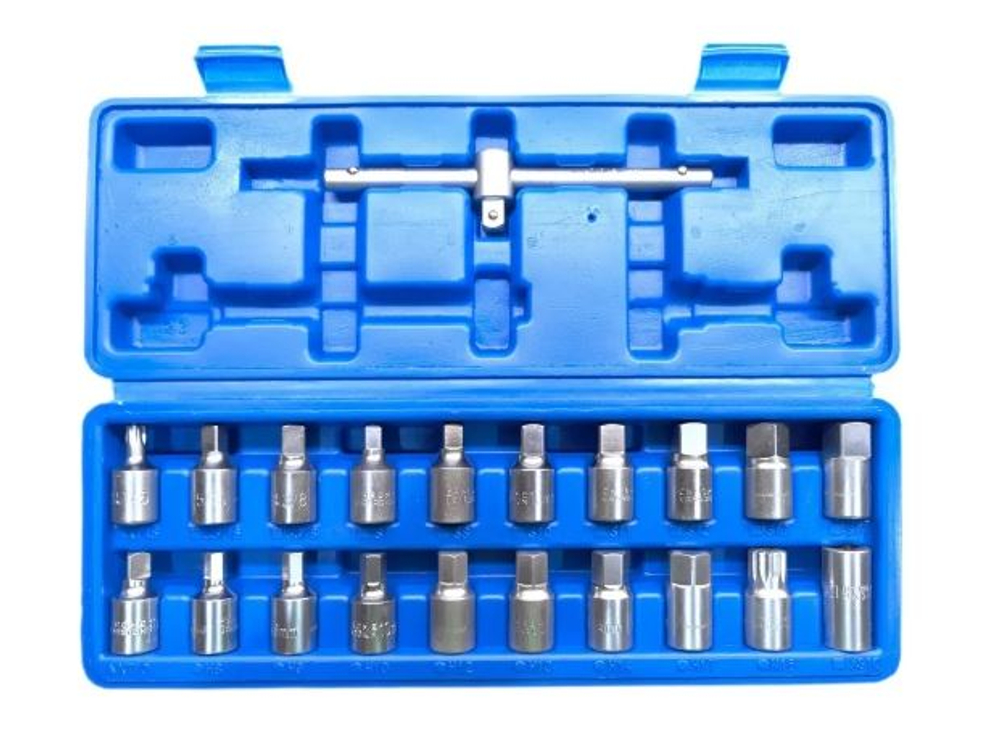 Набор головок для маслосливных пробок, 21предмет МАЯКАВТО™ кейс 5106вт