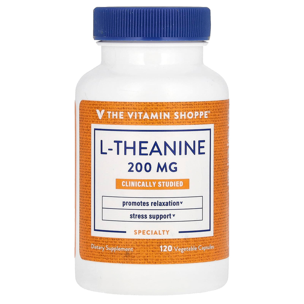 The Vitamin Shoppe, L-теанин, 200 мг, 120 растительных капсул