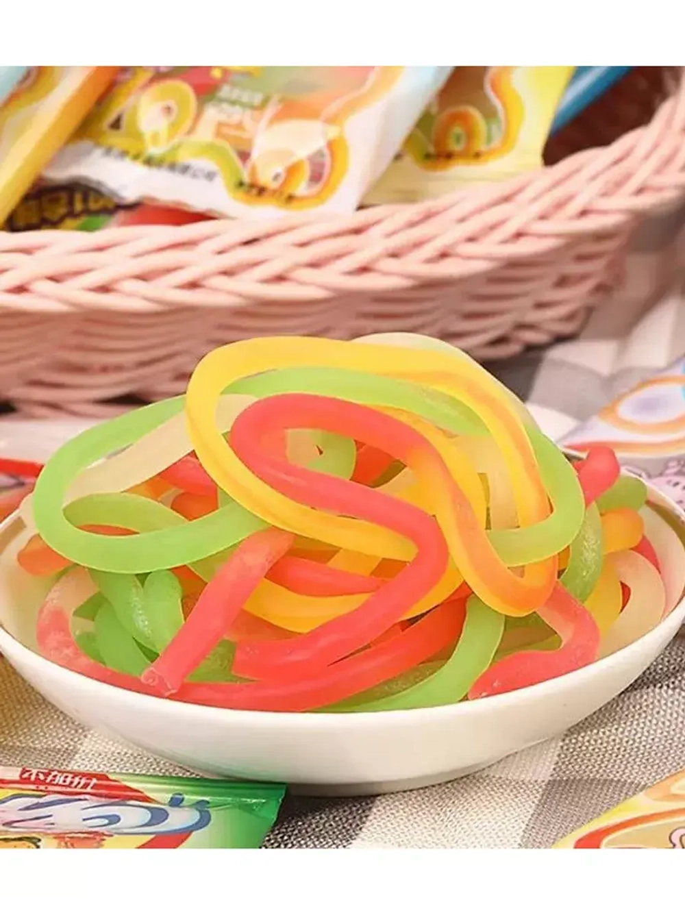 Мармеладные Тянучки шнурки с фруктовыми вкусами 24 г * 5 шт