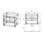 База под раковину Gio 600 подвесная, 2 выкатных ящика soft-close, C.Oak