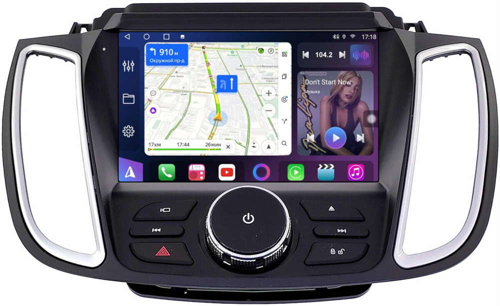 Магнитола для Ford Kuga 2 2017-2019 (SYNC 3, рамка с кнопками тип 1) - FarCar XXL9-8029F1B монитор 9.5" 2K QLED на Android 14, TS20, 8+256Гб, CarPlay, 4G SIM-слот