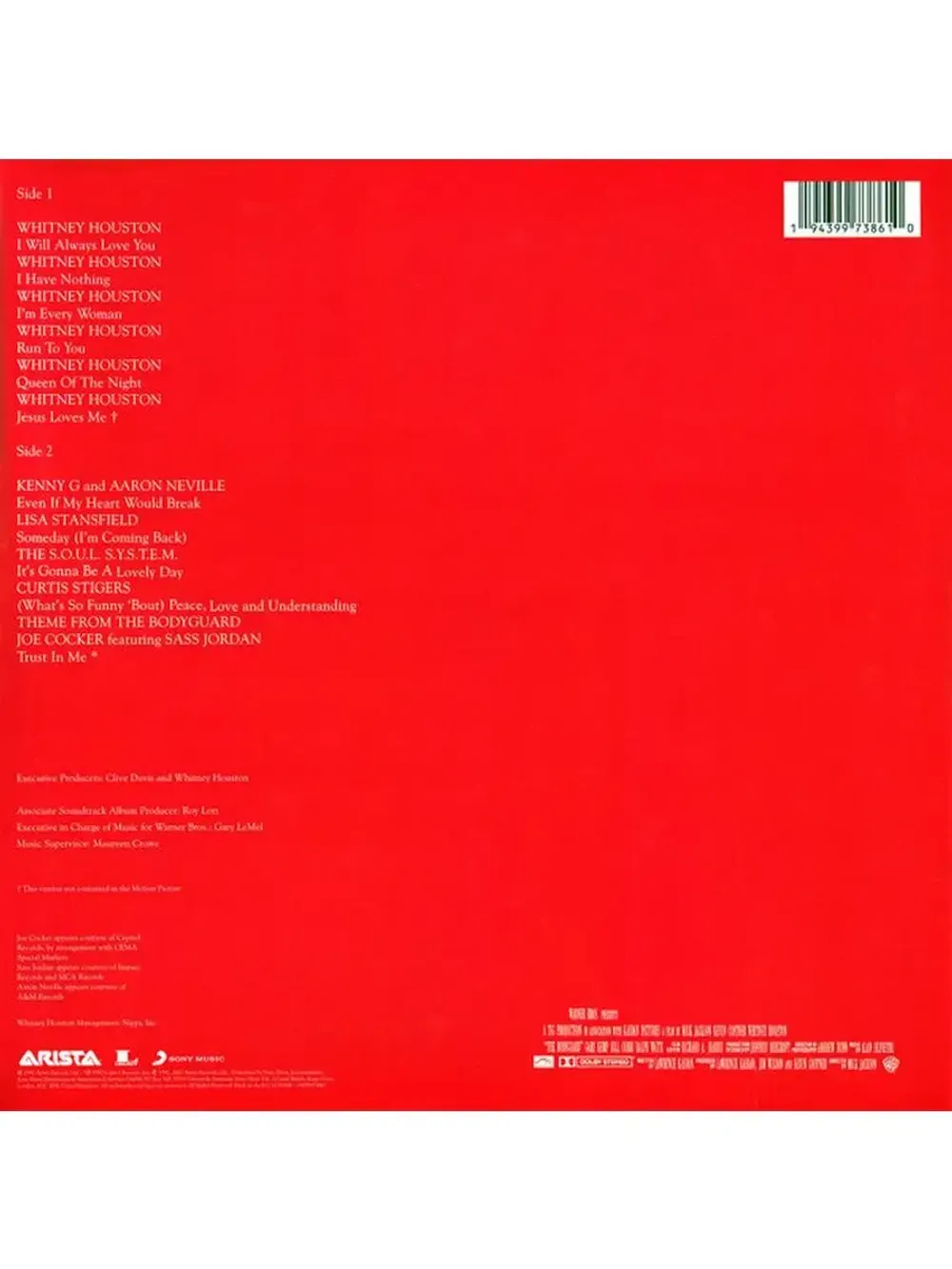 Whitney Houston. Bodyguard (30th Ann) RED LP Телохранитель