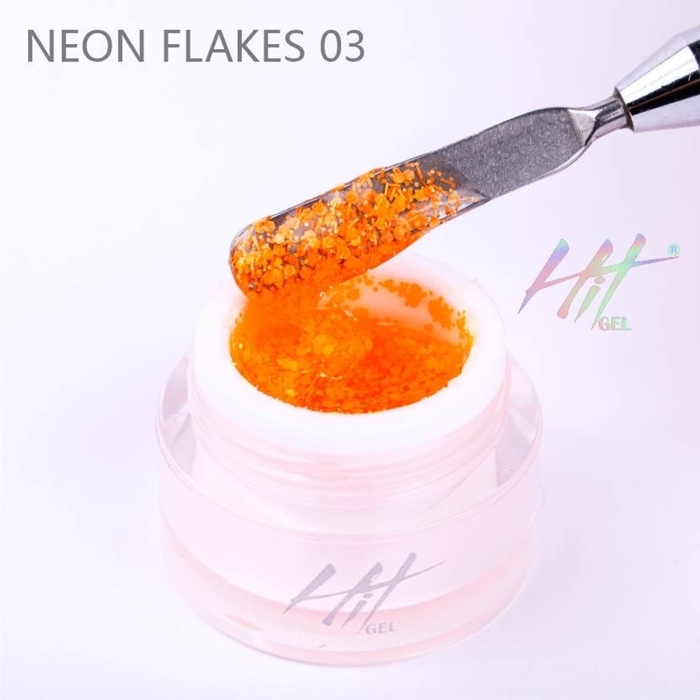 Гель-лак ТМ "HIT gel" №03 Neon flakes, цвет: оранжевый, 5 мл