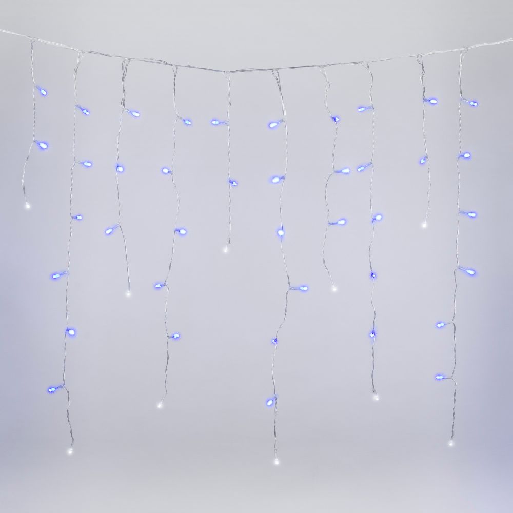 ULD-B3007-200-TTK BLUE-WHITE IP44 Бахрома светодиодная с эффектом мерцания. 3м. Соединяемая. 200 светодиодов. Синий и белый свет. Провод прозрачный. ТМ Uniel