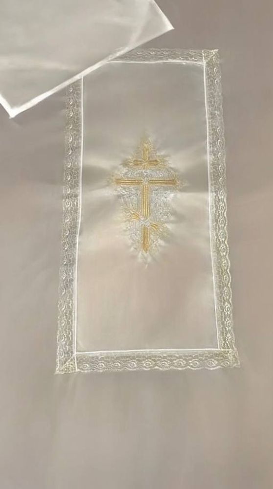 Постель в гроб шелковая &quot;Крест с лозой&quot;