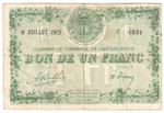 France, 1 Franc - Châteauroux, 1915 – Regionalism & Emergency Issue, F