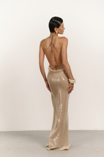 Платье в пайетках, Бежевое