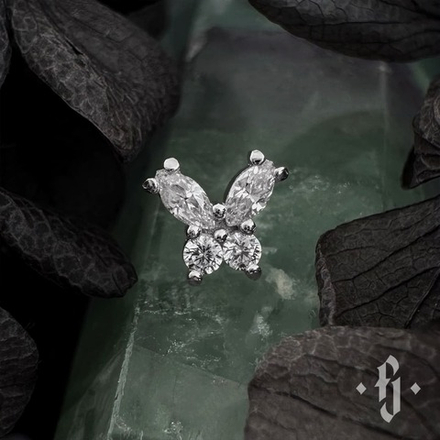 Накрутка "Butterfly v.2" - Белое золото - White CZ