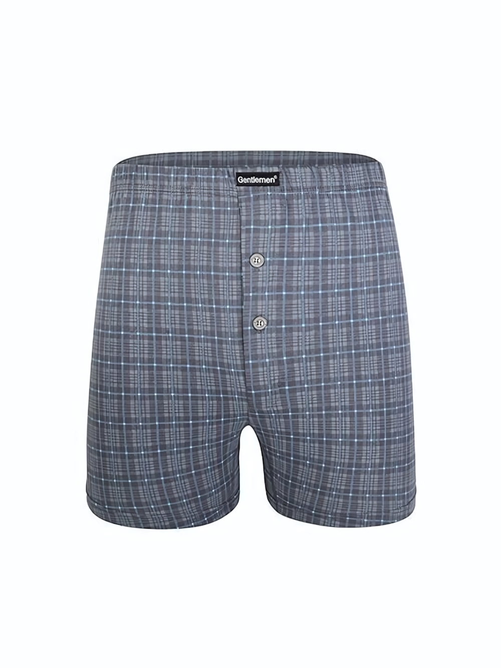 Клетчатые трусы-шорты из хлопка (Размер: M) (Цвет: серый)