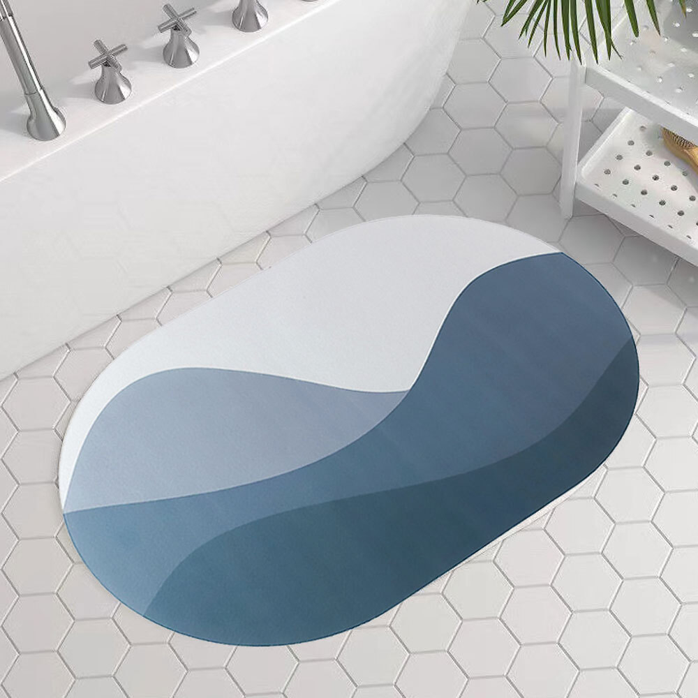 Коврик для ванной 40*60см противоскользящий, овальный, серый