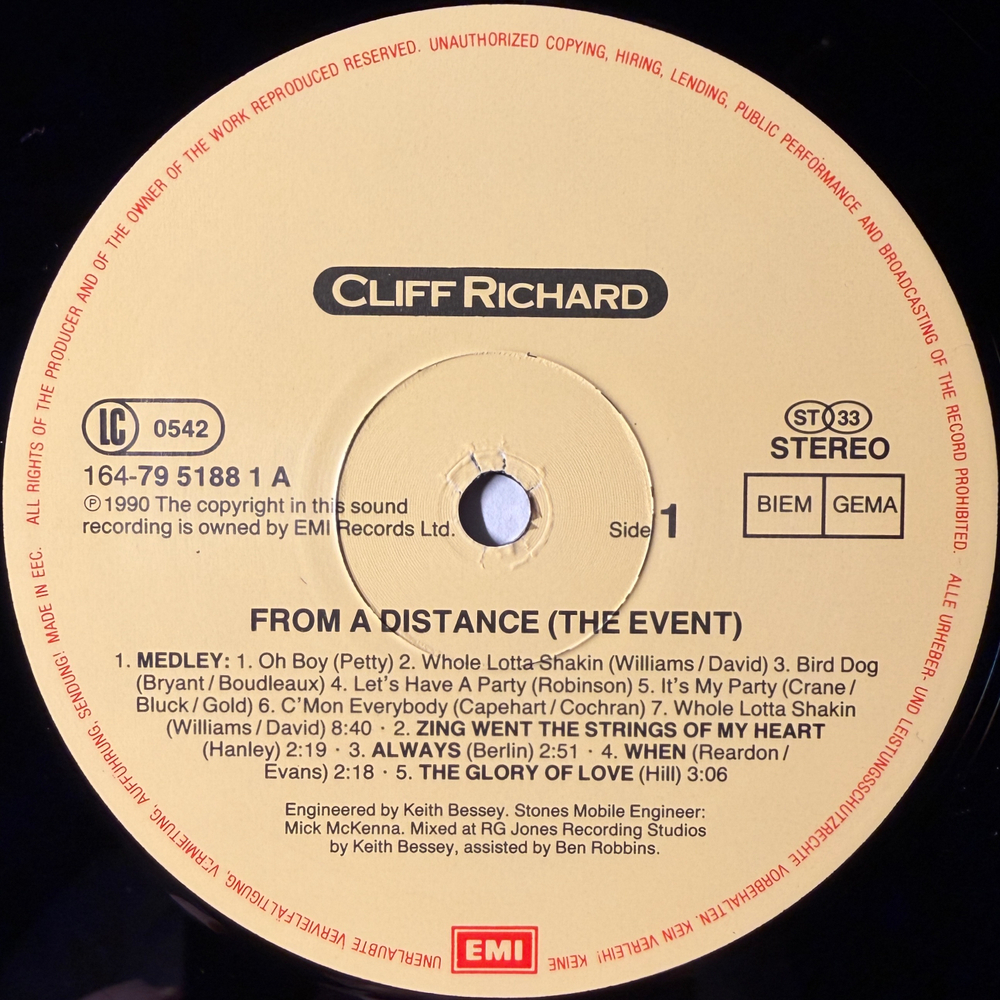 Cliff Richard ‎– From A Distance - The Event 2LP (Европа 1990г.)