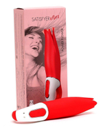 Красный вибратор Satisfyer Vibes Power Flower с лепестками - 18,8 см.