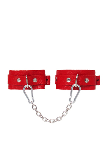Оковы мини BDSM со скруглёнными углами натуральная кожа красные